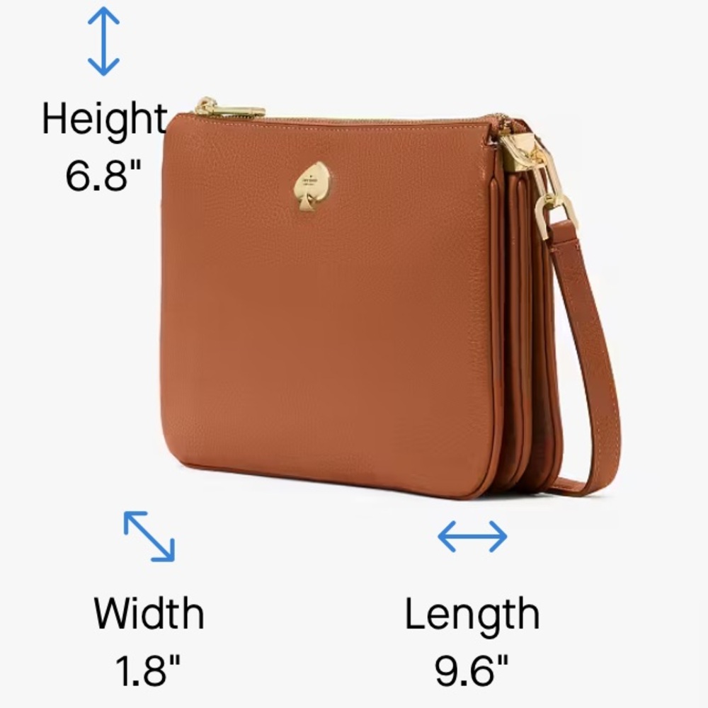 Kate Spade Kayla 3-Compartment Crossbody bag in warm gingerbread pebbled leather - Picture 11 of 11